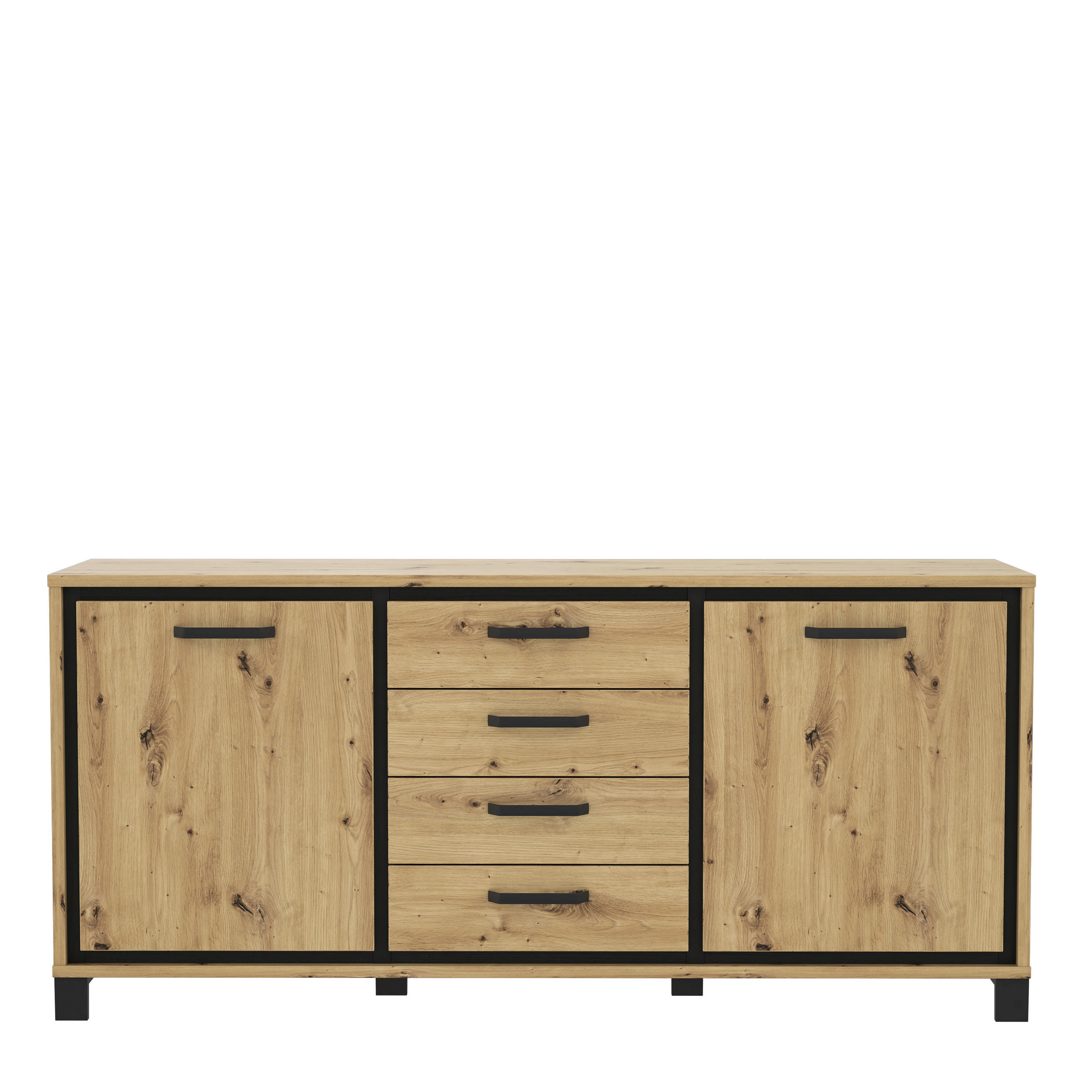 Livetastic Sideboard Schwarz, Eiche 178.4x81.3x41.5 cm