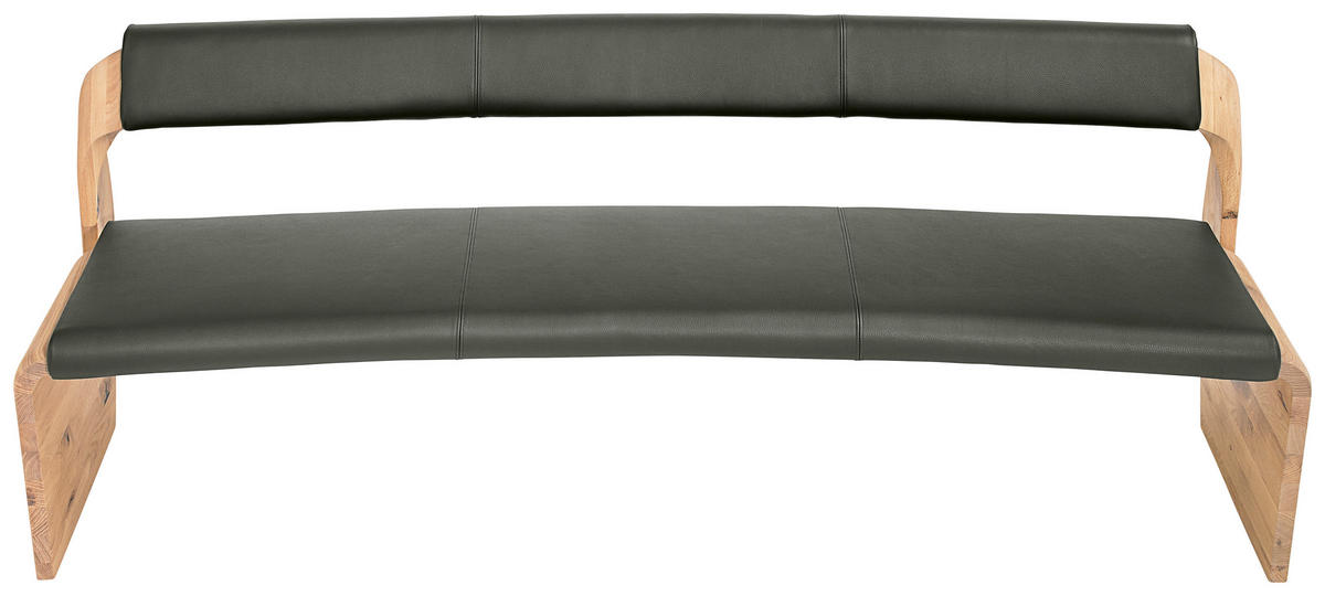 SITZBANK 227/84/70 cm  in Grau, Eichefarben  - Eichefarben/Grau, Natur, Leder/Holz (227/84/70cm) - Voglauer