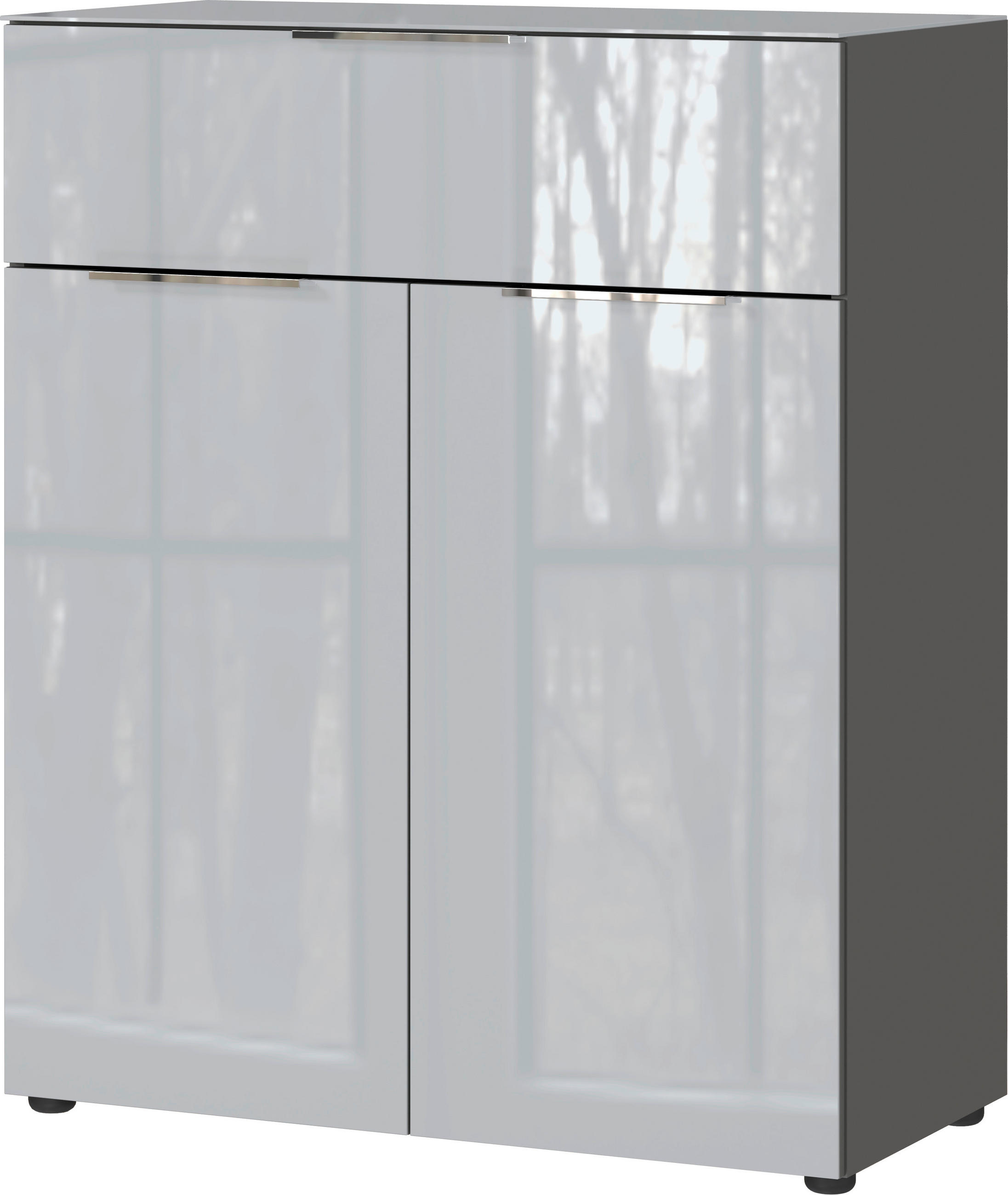 KOMÓD 83/102/42 cm  - krómszínű/grafitszürke, Modern, műanyag/faalapú anyag (83/102/42cm) - Premium Living