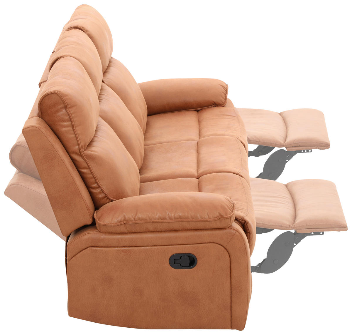 SITZGARNITUR Mikrofaser Cappuccino  - Schwarz/Cappuccino, Design, Holz/Kunststoff (215/101/97cm) - Livetastic
