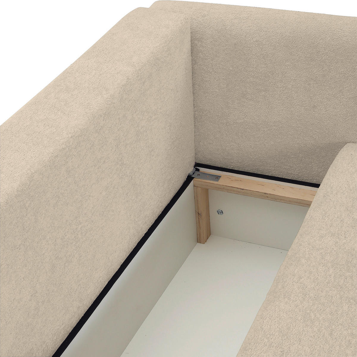 ECKSOFA Creme Plüsch Zierkissen, Rückenkissen, Bettkasten, Schlaffunktion, Rücken echt, Liegefläche im Originalstoff  - Beige/Creme, MODERN, Kunststoff/Textil (246/178cm) - Carryhome