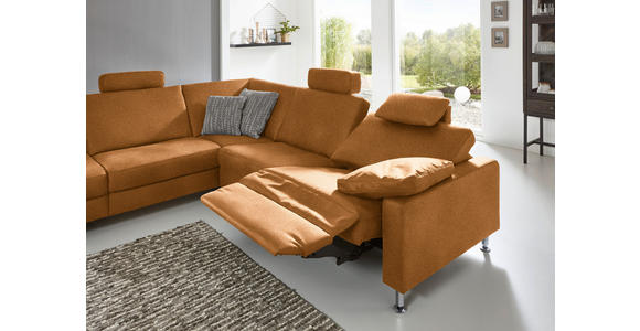 ECKSOFA in Mikrofaser Hellbraun 242/275 cm - Hellbraun/Alufarben, Design, Textil/Metall (242/275cm) - Dieter Knoll