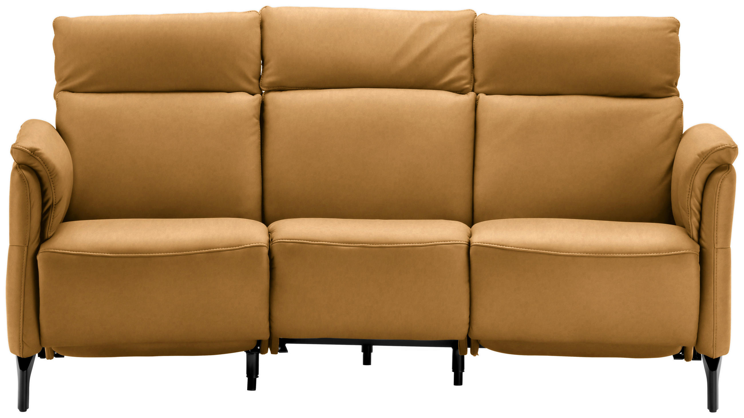 TRAPEZSOFA Echtleder Currygelb  - Currygelb/Schwarz, KONVENTIONELL, Leder/Metall (221/103/95cm) - Dieter Knoll