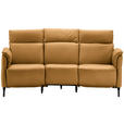 TRAPEZSOFA in Echtleder Currygelb  - Currygelb/Schwarz, KONVENTIONELL, Leder/Metall (221/103/95cm) - Dieter Knoll