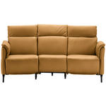 TRAPEZSOFA in Echtleder Currygelb  - Currygelb/Schwarz, KONVENTIONELL, Leder/Metall (221/103/95cm) - Dieter Knoll