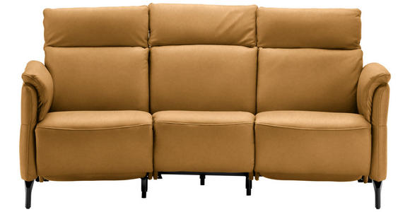 TRAPEZSOFA in Echtleder Currygelb  - Currygelb/Schwarz, KONVENTIONELL, Leder/Metall (221/103/95cm) - Dieter Knoll