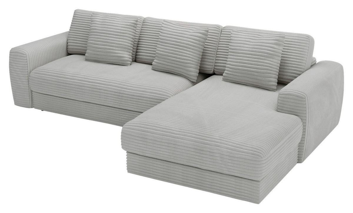 ECKSOFA in Cord Hellgrau  302/182 cm  - Hellgrau/Schwarz, MODERN, Kunststoff/Textil (302/182cm) - Carryhome
