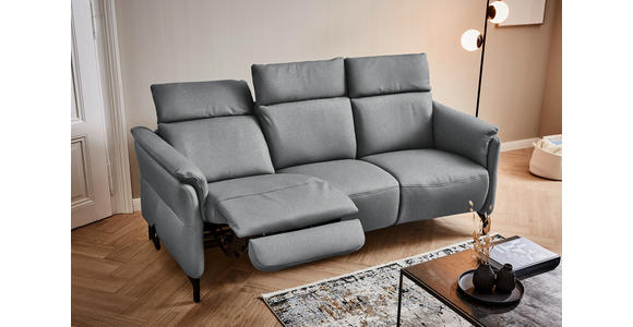 TRAPEZSOFA in Mikrofaser Grau - Schwarz/Grau, KONVENTIONELL, Textil/Metall (221/103/95cm) - Dieter Knoll