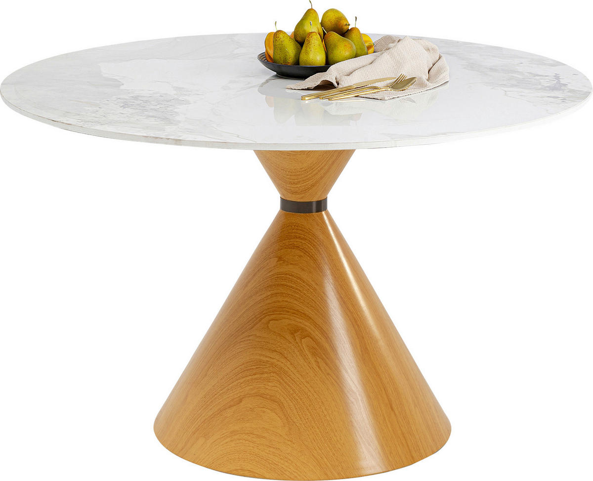 ESSTISCH 120/120/76 cm  Metall, Keramik rund Weiß, Eichefarben, Hellgrau  - Eichefarben/Hellgrau, Design, Keramik/Metall (120/120/76cm) - Kare-Design