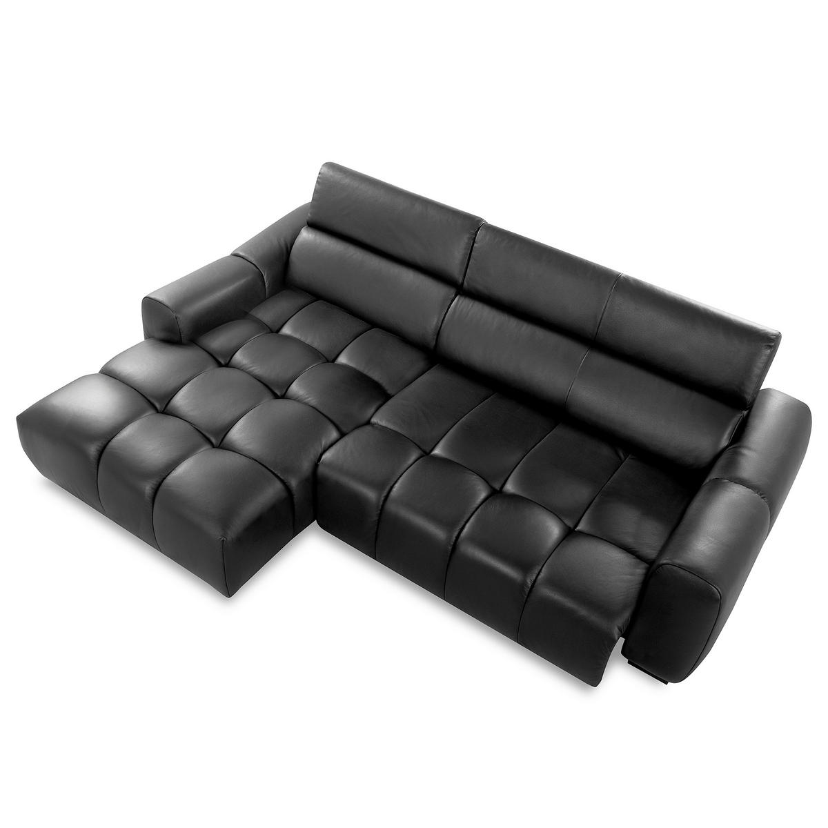 ECKSOFA AVEIRO Anthrazit Echtleder Bettkasten, Kopfteilverstellung, Sitzvorzug  - Anthrazit/Schwarz, Design, Leder/Kunststoff (177/274cm) - Livetastic