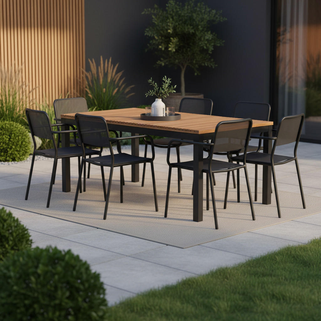 GARTENTISCH 160/90/76 cm Holz, Metall rechteckig  - Anthrazit/Robinienfarben, KONVENTIONELL, Holz/Metall (160/90/76cm) - Siena Garden