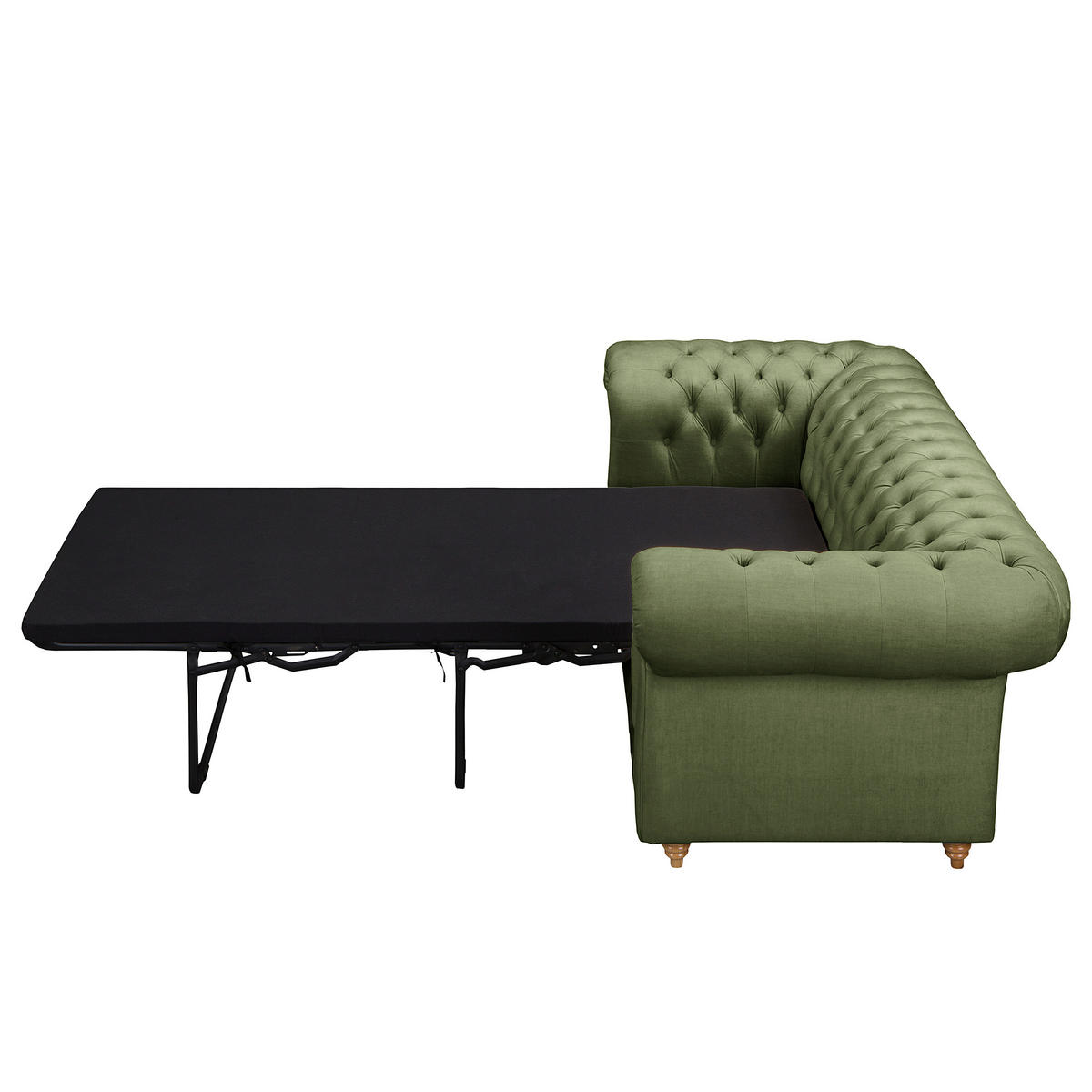 SCHLAFSOFA Mikrofaser Dunkelgrün Armteil links, Armteil rechts  - Dunkelgrün/Braun, Design, Holz/Textil (190/74/91cm) - P & B