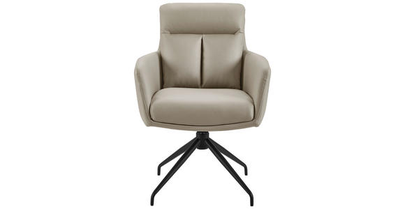 ARMLEHNSTUHL in Eisen Mikrofaser - Taupe/Schwarz, Design, Textil/Metall (62/89,5/65cm) - Novel