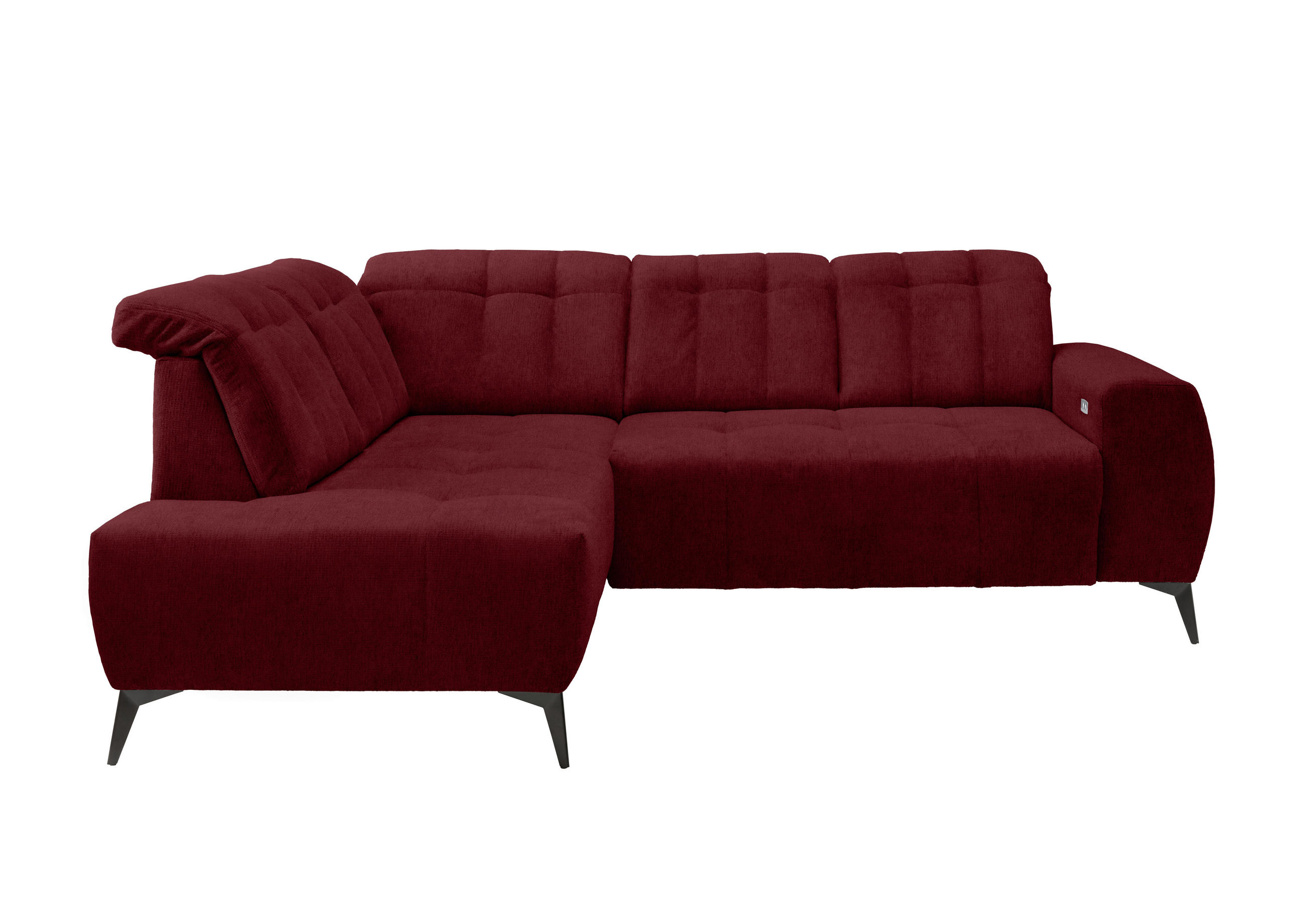 ECKSOFA Bordeaux Mikrofaser  - Bordeaux/Schwarz, MODERN, Textil/Metall (200/261cm) - Livetastic