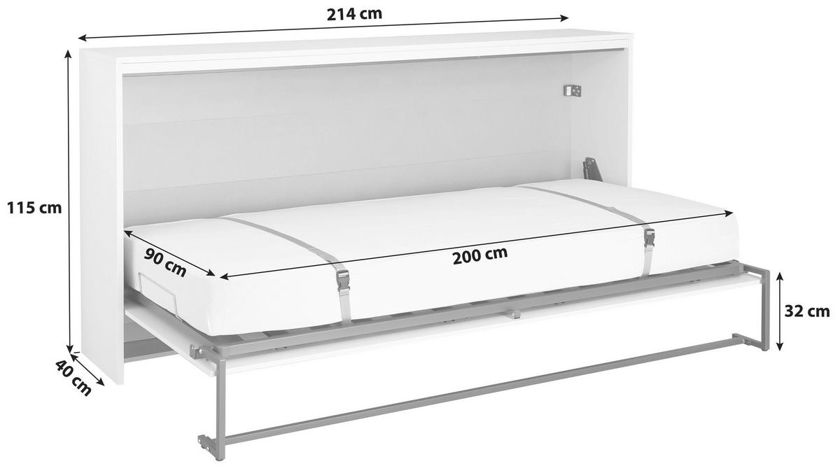 SCHRANKBETT 90/200 cm Eichefarben  - Dunkelgrau/Eichefarben, MODERN, Holz/Holzwerkstoff (90/200cm) - Rauch Möbel