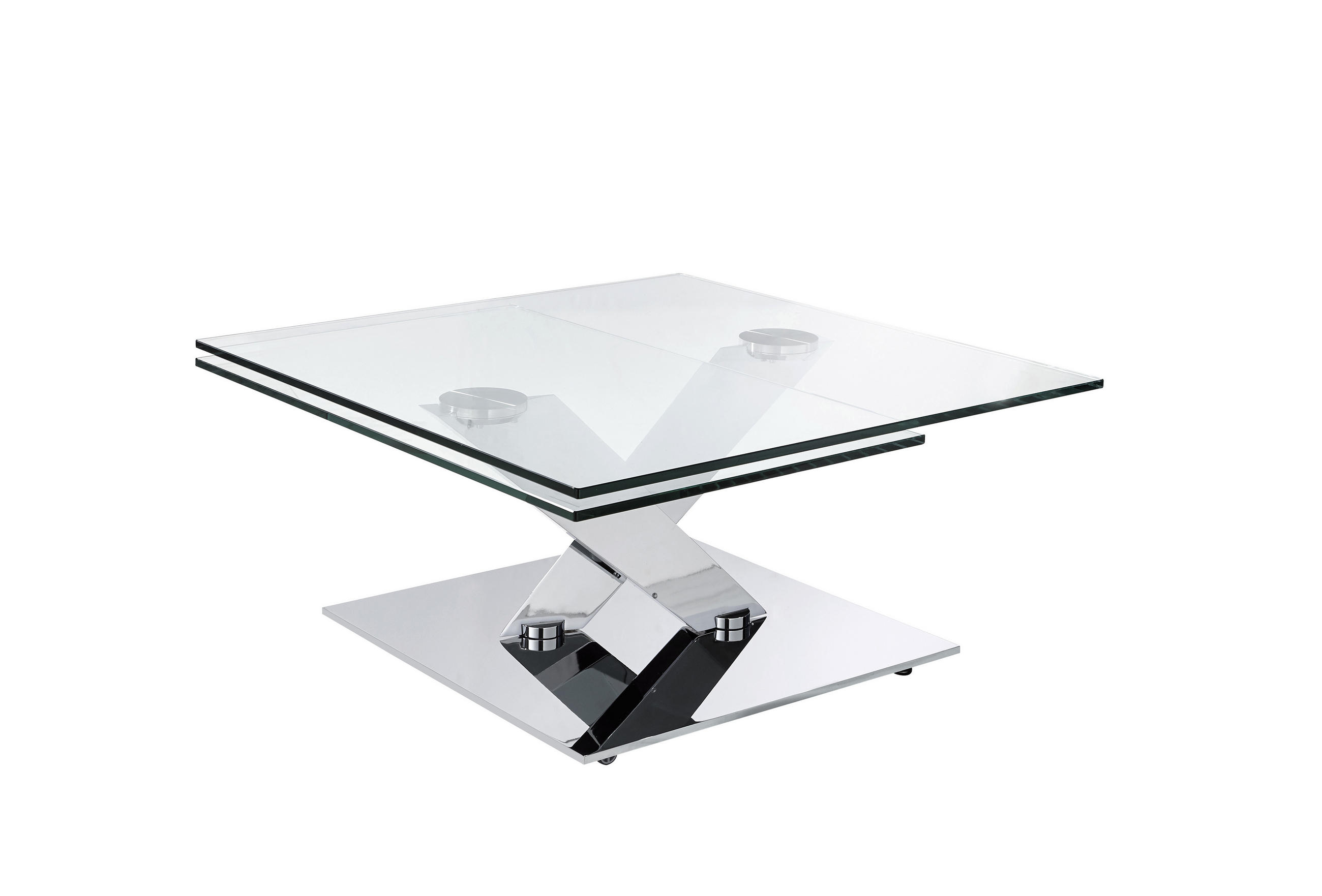 COUCHTISCH Klarglas Klarglas 84-129/84-106/40 cm quadratisch Klar, Chromfarben  - Klar/Chromfarben, Design, Glas/Metall (84-129/84-106/40cm) - Naos