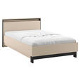 BETT 120/200 cm,  in Schwarz, Beige, Beleuchtung  - Beige/Schwarz, Design, Metall (120/200cm) - Voleo