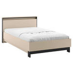 BETT 120/200 cm,  in Schwarz, Beige, Beleuchtung  - Beige/Schwarz, Design, Metall (120/200cm) - Voleo