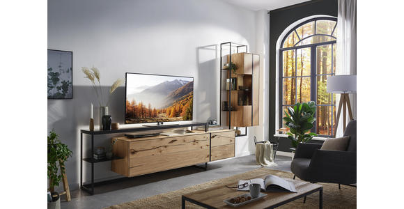 LOWBOARD 246/78/50 cm - Eichefarben/Schwarz, MODERN, Glas/Holz (246/78/50cm) - Valnatura