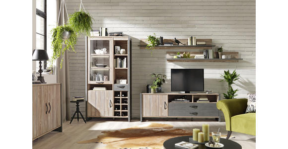 WANDBOARD Kieferfarben, Dunkelgrau - Dunkelgrau/Kieferfarben, Trend, Holzwerkstoff (189,4/25,6/22cm) - Carryhome