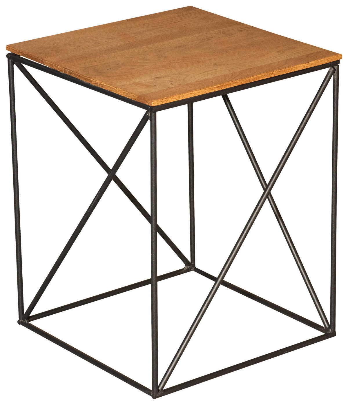 ODKLÁDACÍ STOLEK, divoký dub, černá, divoký dub - divoký dub/černá, Trend, kov/dřevo (40/40/50cm) - Boxxx