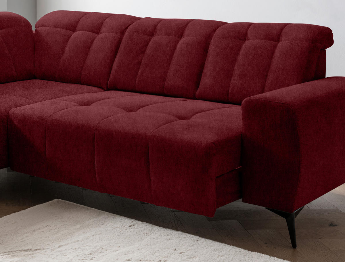 ECKSOFA Bordeaux Mikrofaser  - Bordeaux/Schwarz, MODERN, Textil/Metall (200/261cm) - Livetastic