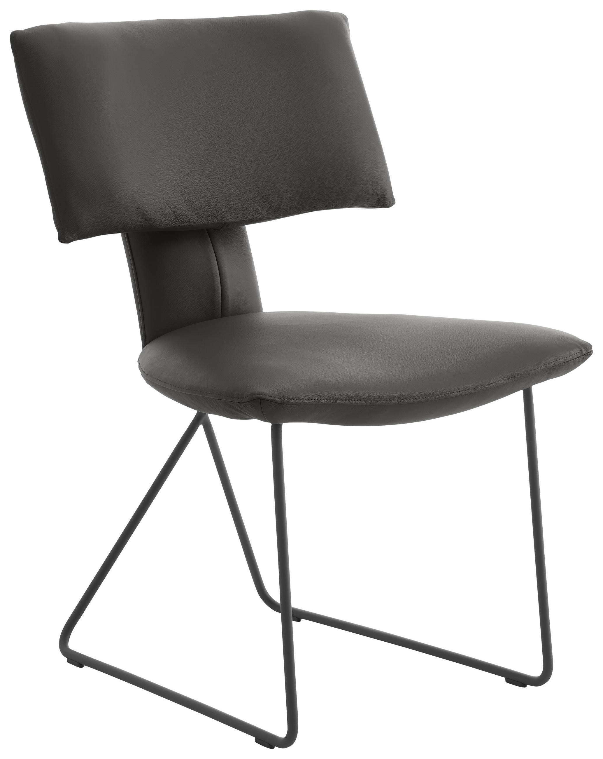 STUHL  in Eisen Echtleder pigmentiert Metall, Leder  - Anthrazit/Braun, Design, Leder/Metall (57/87/67cm) - Johann Jakob