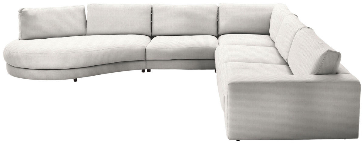 ECKSOFA in Chenille, Cord Creme  - Creme/Schwarz, Design, Kunststoff/Textil (425/365cm) - Lomoco