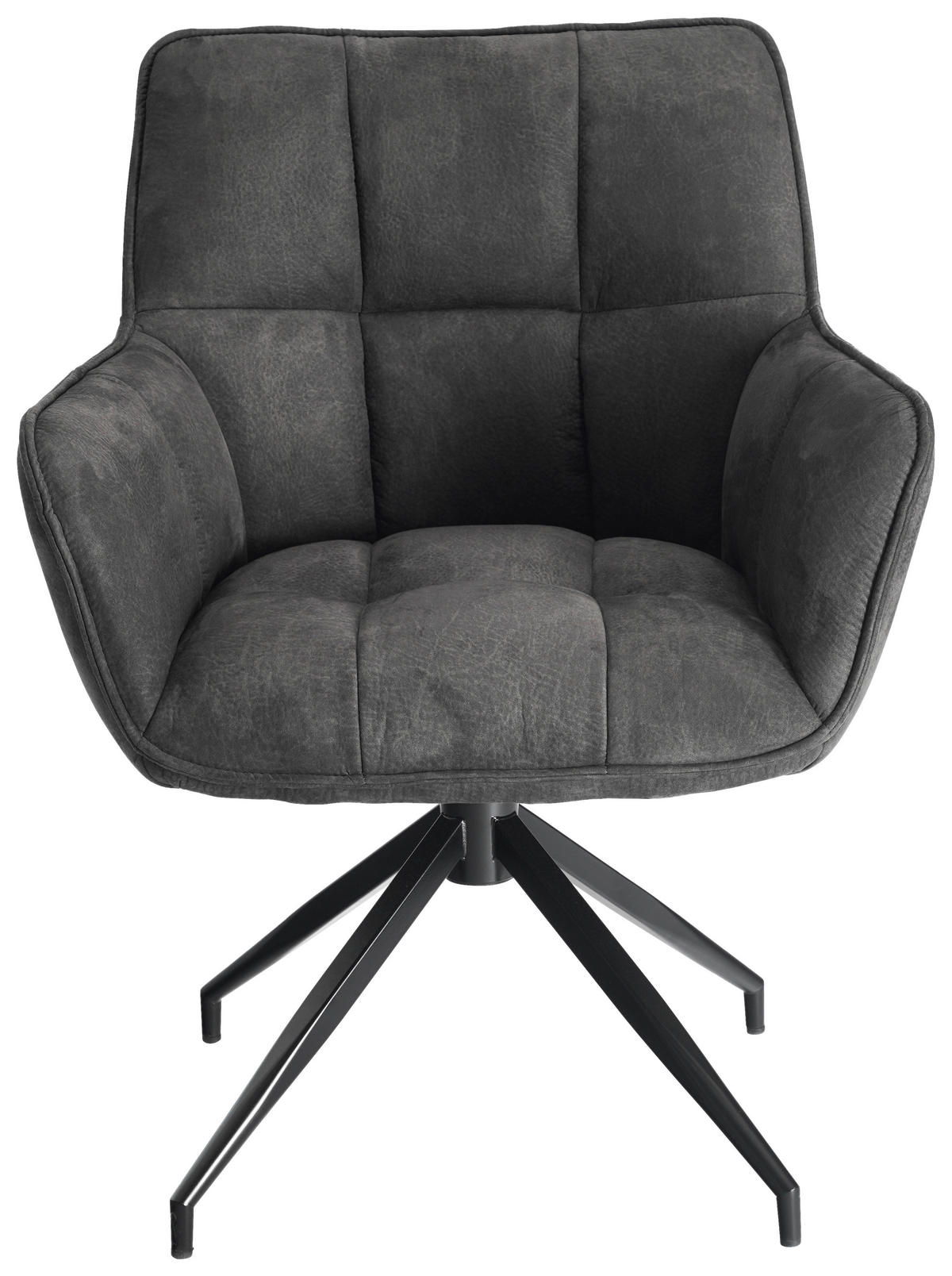 ARMLEHNSTUHL  Sitzfläche 360° drehbar, inklusive Armlehnen, automatische Rückholfunktion Mikrofaser  - Anthrazit/Schwarz, Design, Textil/Metall (65/85/63cm) - Novel