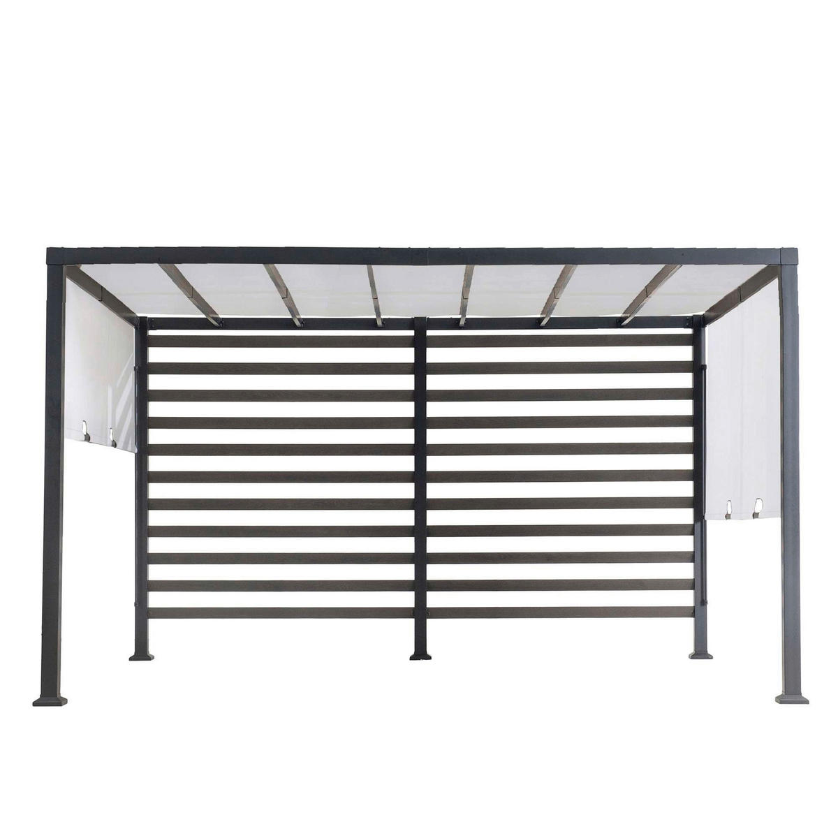 PAVILLON 372/221/304 cm Stahl  - Schwarz/Weiß, MODERN, Textil/Metall (372/221/304cm) - Modante