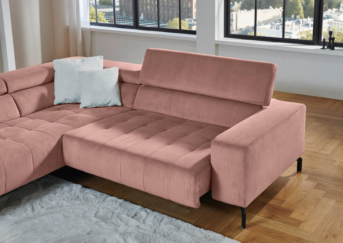 ECKSOFA Naturfarben Cord  - Schwarz/Naturfarben, Design, Textil/Metall (214/261cm) - Beldomo Style