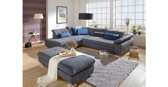ECKSOFA  in Chenille Dunkelgrau  242/313 cm  - Chromfarben/Dunkelgrau, Design, Textil (242/313cm) - Xora
