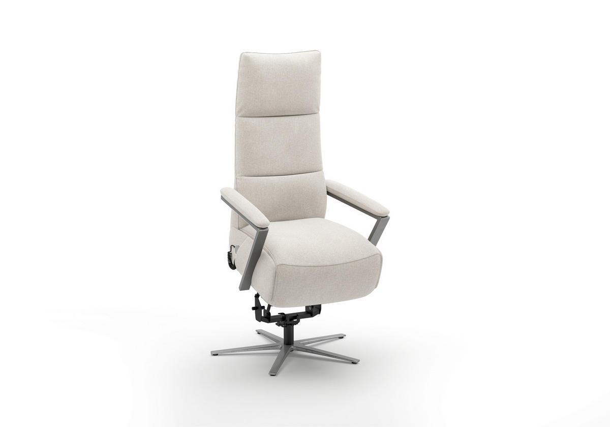 RELAXSESSEL TV VARIO COMFORT E L3 Flachgewebe Kopfteilverstellung, Rücken echt    - Silberfarben/Creme, Basics, Textil/Metall (70/128/85cm) - Sit & More