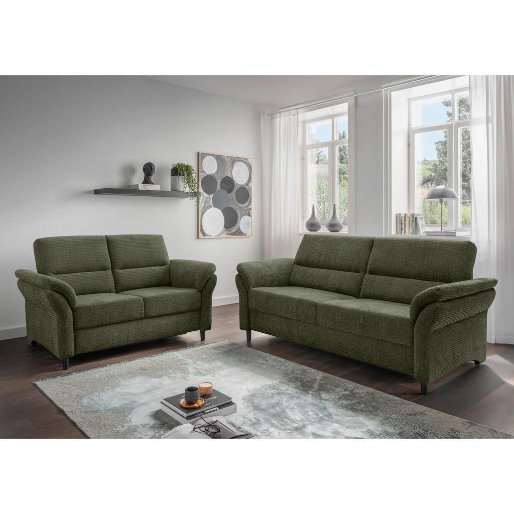 Thumbnail - Livetastic 3-Sitzer-Sofa, Olivgrün, Textil, Buche, 192x90x89 cm, Made in EU, Rücken echt, Armteil links, rechts, Wohnzim...