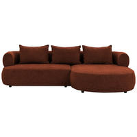 ECKSOFA Chenille Rostfarben  - Rostfarben/Schwarz, Design, Kunststoff/Textil (256/156cm) - Livetastic