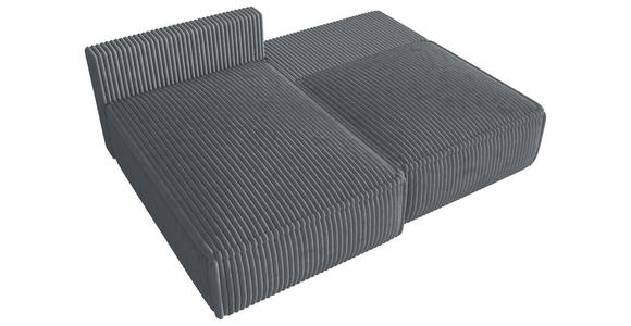 ECKSOFA Grau Cord Zierkissen, Rückenkissen, Schlaffunktion, Rücken echt  - Schwarz/Grau, MODERN, Kunststoff/Textil (153/200cm) - Xora