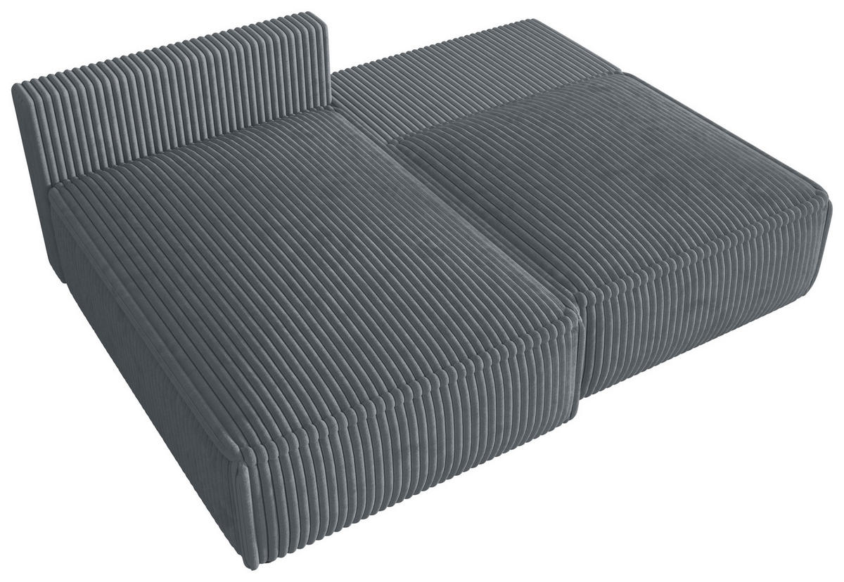 ECKSOFA Grau Cord Zierkissen, Rückenkissen, Schlaffunktion, Rücken echt  - Schwarz/Grau, MODERN, Kunststoff/Textil (153/200cm) - Xora