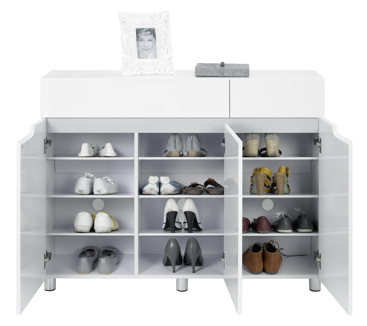 SCHUHSCHRANK Grau, Weiß  - Weiß/Grau, Design, Holzwerkstoff/Metall (120/89/31cm) - Xora