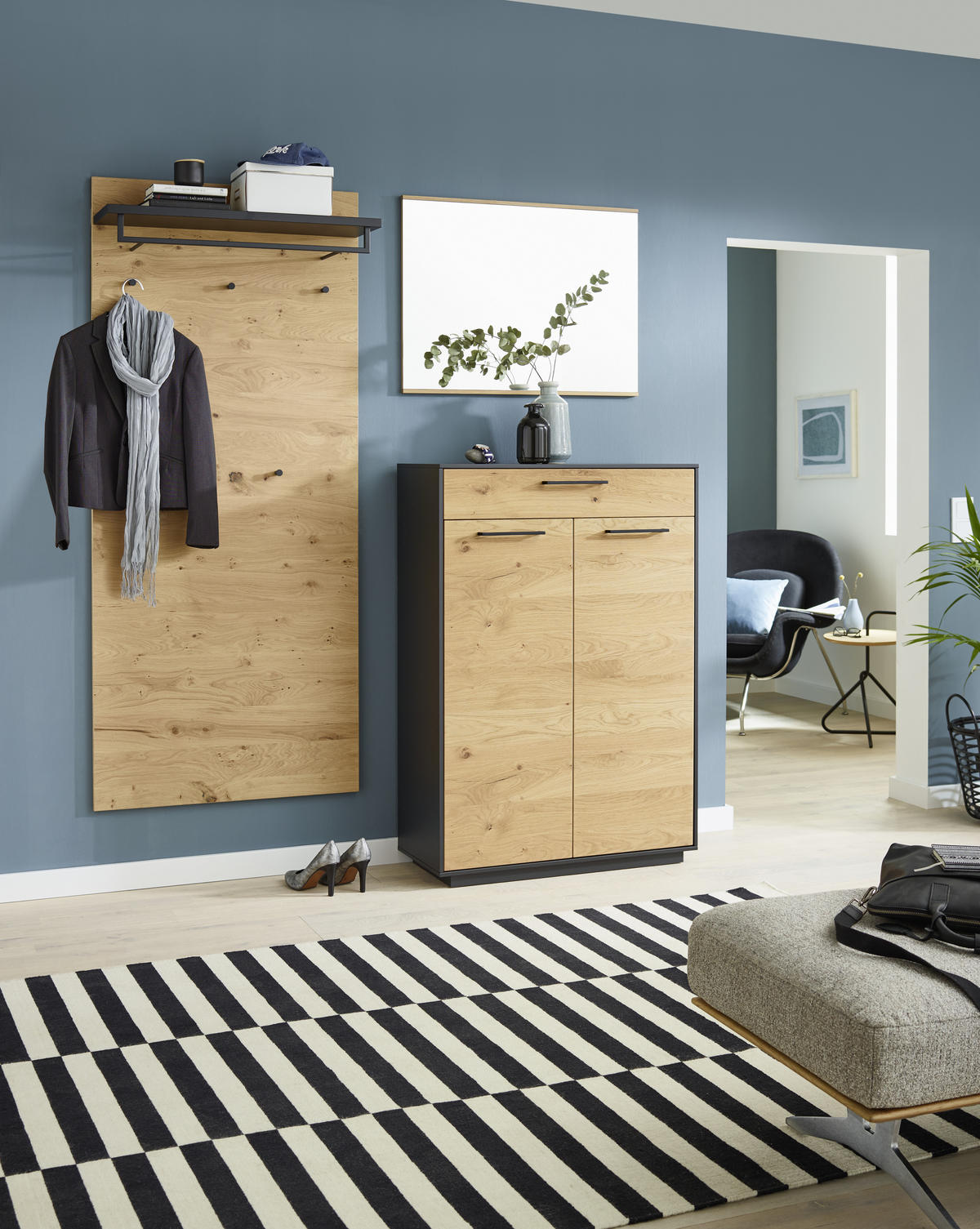 SCHUHSCHRANK  in 86/124/37 cm  - Eichefarben/Anthrazit, Design, Holz/Holzwerkstoff (86/124/37cm) - Dieter Knoll