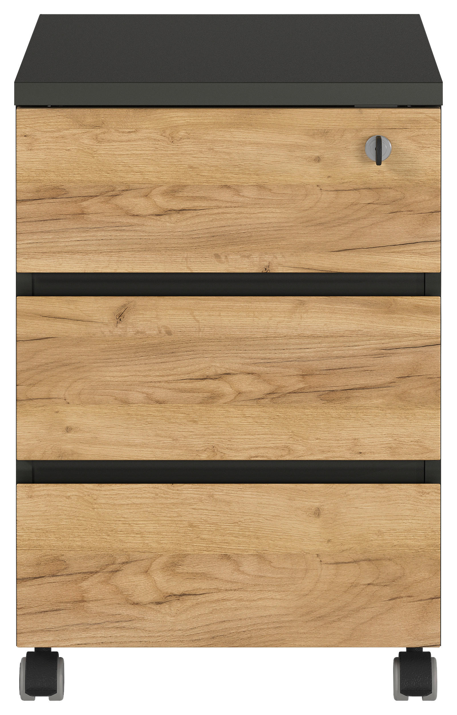 ROLLCONTAINER 41/60/50 cm - Eichefarben/Graphitfarben, MODERN, Holzwerkstoff/Kunststoff (41/60/50cm) - Germania