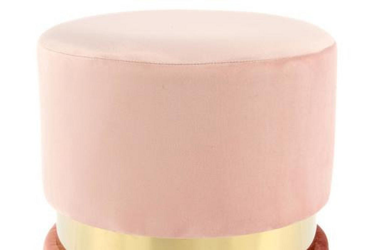 HOCKER in Holz, Metall, Textil, Holzwerkstoff Goldfarben, Hellrosa, Dunkelrosa  - Hellrosa/Dunkelrosa, Basics, Holz/Holzwerkstoff (35/46/35cm) - Kayoom
