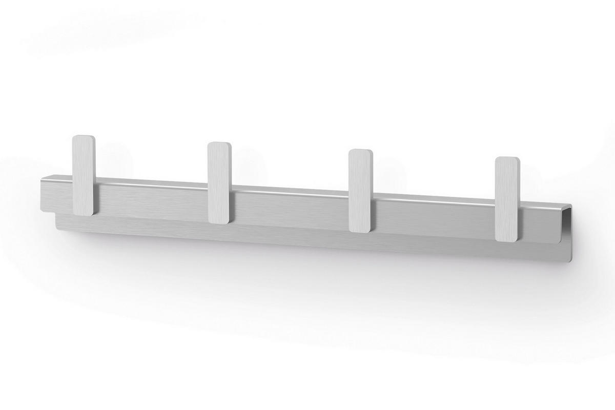 HAKENLEISTE  in Edelstahlfarben  - Edelstahlfarben, Basics, Metall (24,0/4,5/1,9cm) - Zack