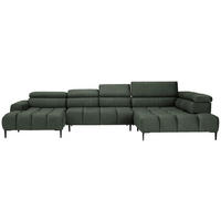 WOHNLANDSCHAFT Dunkelgrün Webstoff  - Dunkelgrün/Schwarz, Design, Textil/Metall (177/385/216cm) - Welnova