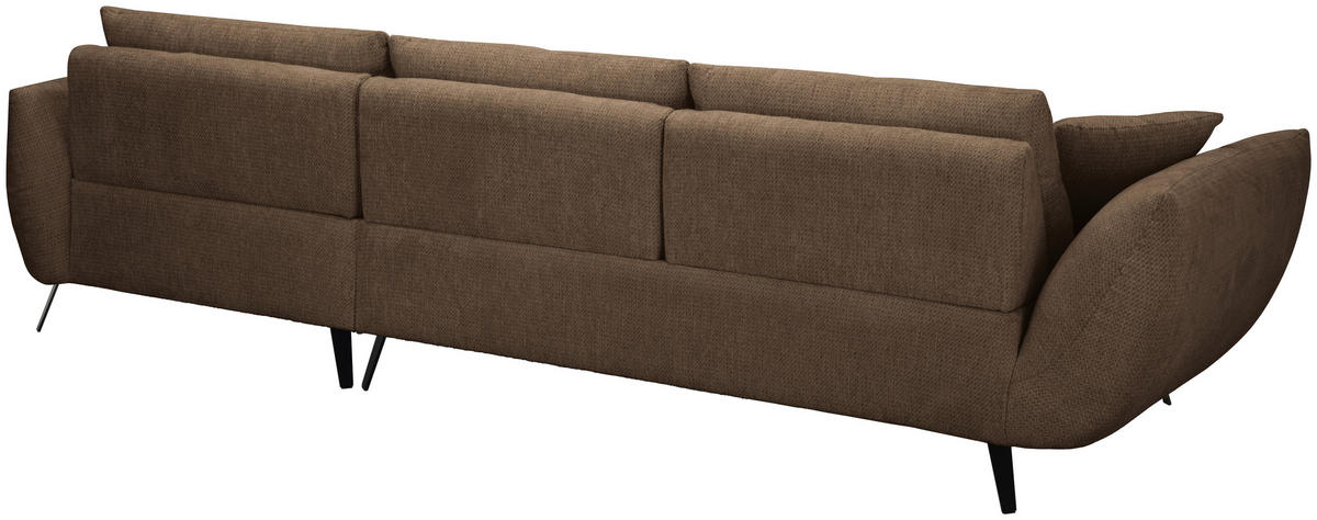ECKSOFA Terracotta Chenille Armlehnenkissen, Rücken echt, Sitztiefenverstellung  - Terracotta/Schwarz, KONVENTIONELL, Textil/Metall (215/313cm) - Hom`in