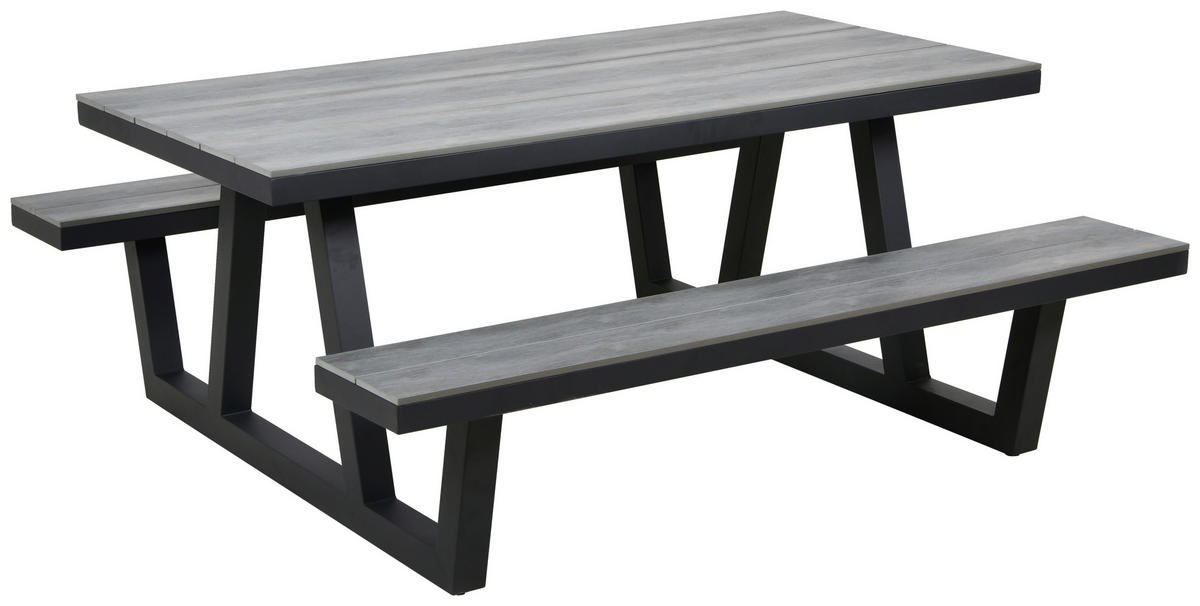 GARTENTISCHGRUPPE Stahl  - Anthrazit/Grau, Basics, Kunststoff/Metall - Ambia Garden