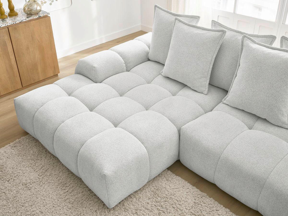 ECKSCHLAFSOFA EVEREST  mit Rücken echt, Armteil links, Armteil rechts Flachgewebe Hellgrau  - Hellgrau/Schwarz, MODERN, Kunststoff/Textil (180/318cm) - Livetastic