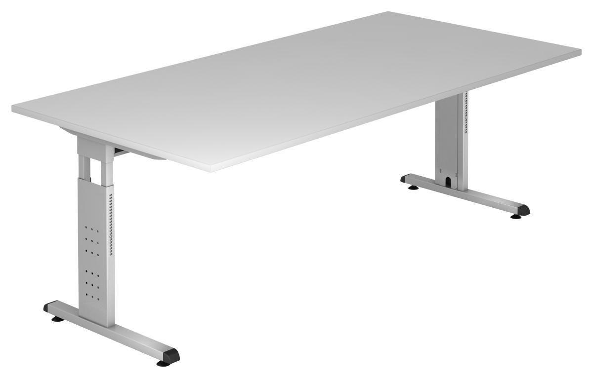 SCHREIBTISCH 200/100/65-85 cm  in Grau  - Silberfarben/Grau, KONVENTIONELL, Holzwerkstoff/Metall (200/100/65-85cm) - Venda