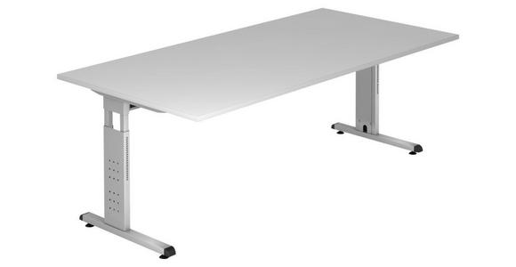 SCHREIBTISCH 200/100/65-85 cm  in Grau  - Silberfarben/Grau, KONVENTIONELL, Holzwerkstoff/Metall (200/100/65-85cm) - Venda