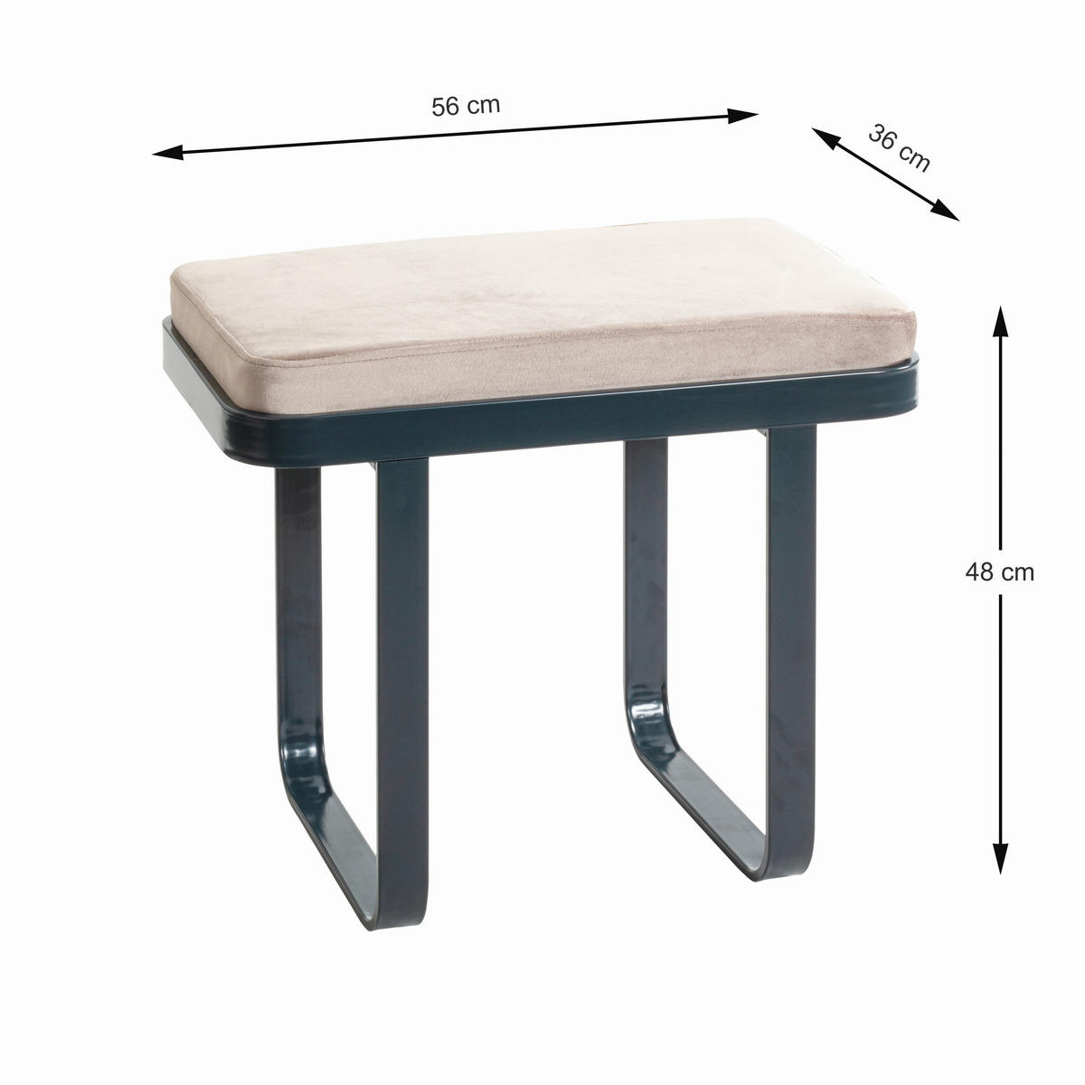 HOCKER Samt Kaschmir  - Kaschmir/Anthrazit, KONVENTIONELL, Textil/Metall (56/48/36cm)