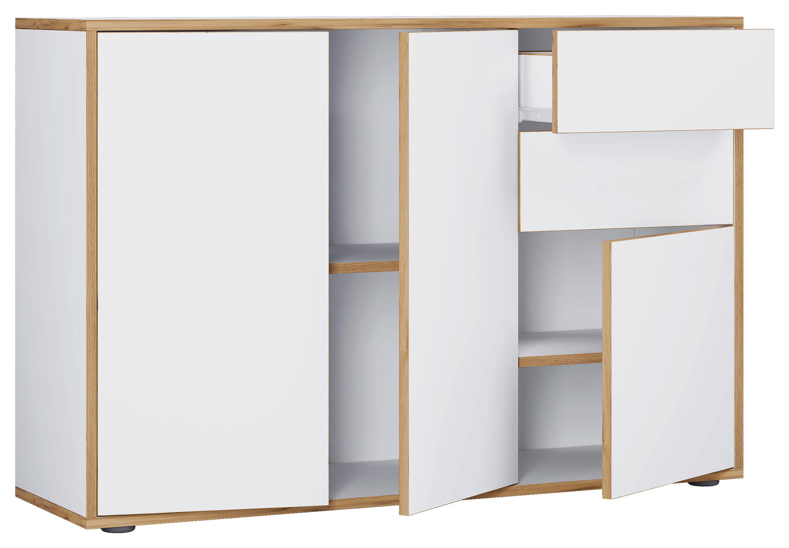 KOMMODE Salia  in 110/74/33 cm  - Honigeiche/Schwarz, Design, Holzwerkstoff/Kunststoff (110/74/33cm) - MID.YOU